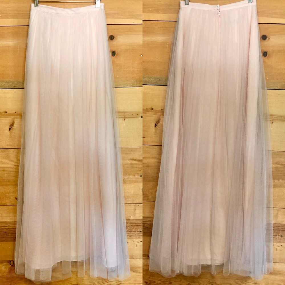 BHLDN Anthropologie Jenny Yoo light pink bridal formal tulle maxi skirt